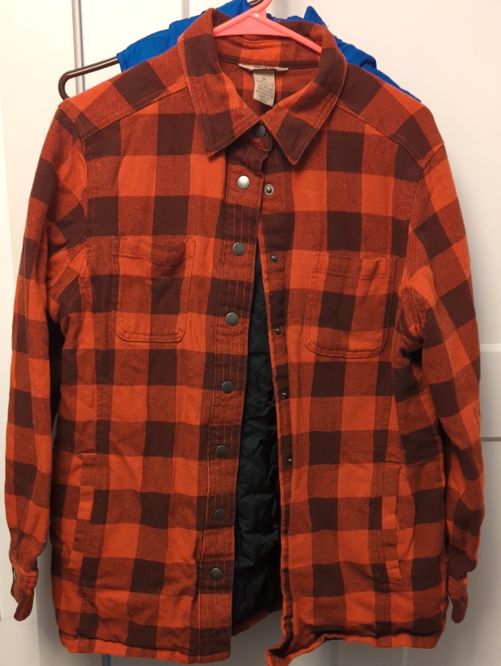 Men's Orange & Brown Plaid Field Jacket Duluth Flannel And Quilted Duck Line- M - Picture 1 of 16